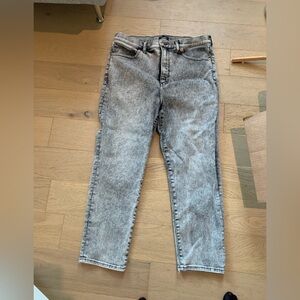 Express Mom Jeans - Acid Wash Grey
